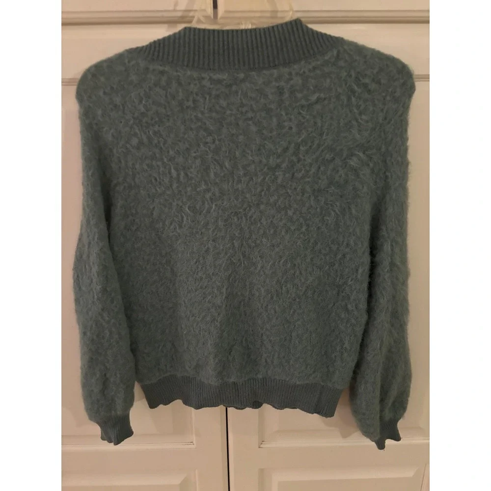 URBAN‎ OUTFITTERS Fuzzy Textured Crew Neck Sweater Teal Blue XS TP